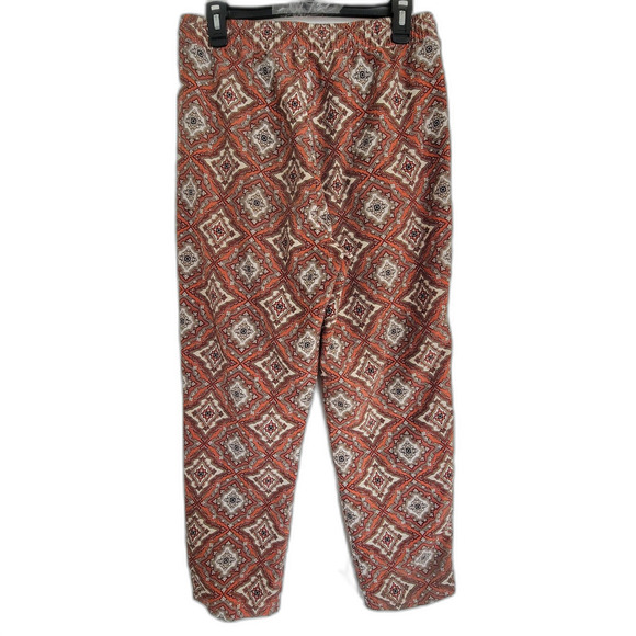 H&M Red Brown Aztec Geometric Diamond Print Pull On Elastic Waist Wide Leg Pants - Picture 3 of 11